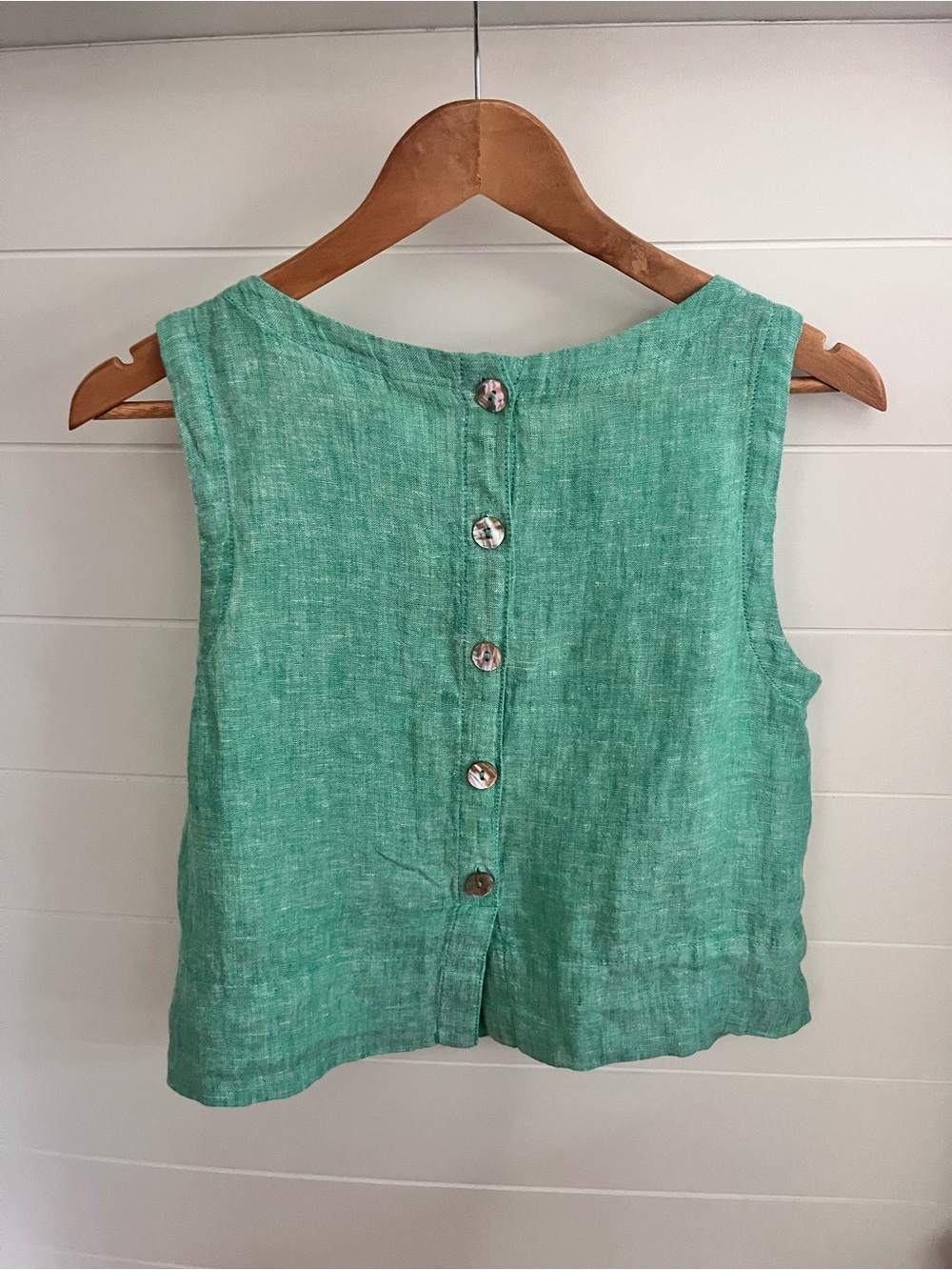 C&C California Sleeveless Linen Tank Top in Seafoam Green - Picture 2 of 7